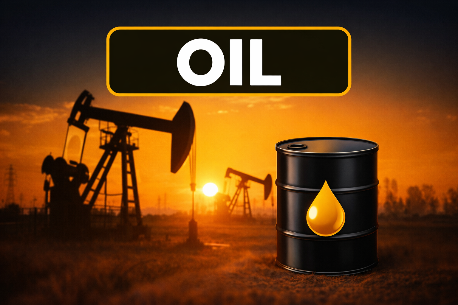 Oil barrel with oil pumps background
